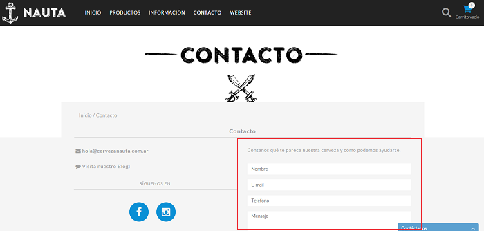 Link de contacto en una Tienda Nube